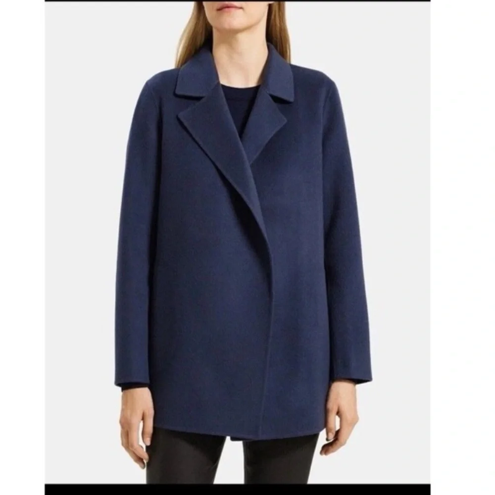 Theory‎ Sileena Nocturne Navy Winsome 2 double face wool coat MEDIUM NWT $595